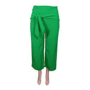 Express Culottes Pants Size 2R Green Wrap Attached Belt High Rise Side Zipper